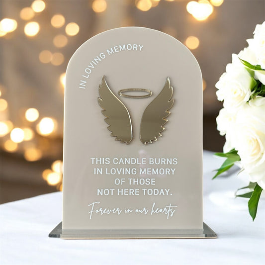 “In Loving Memory” Memorial Acrylic Candle Sign – Wedding Tribute for Loved Ones