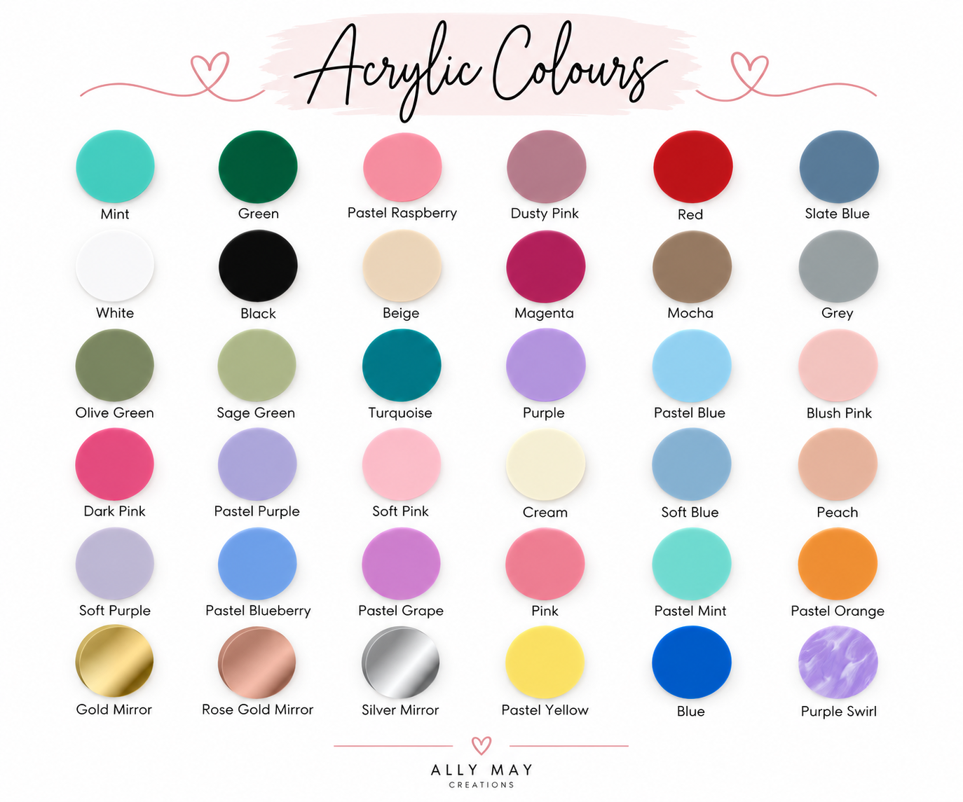 A range of acrylic colours