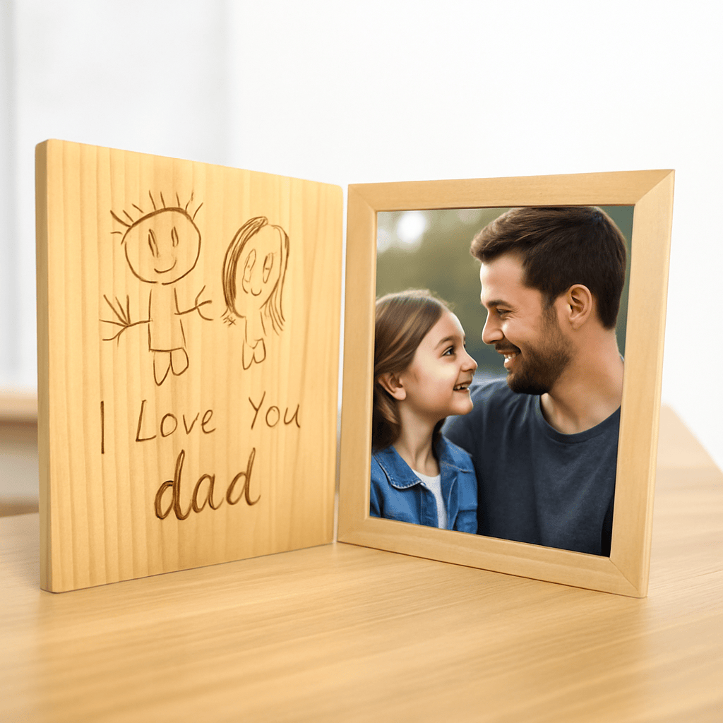 Personalised ‘Your Child’s Drawing Engraved Wooden Photo Frame