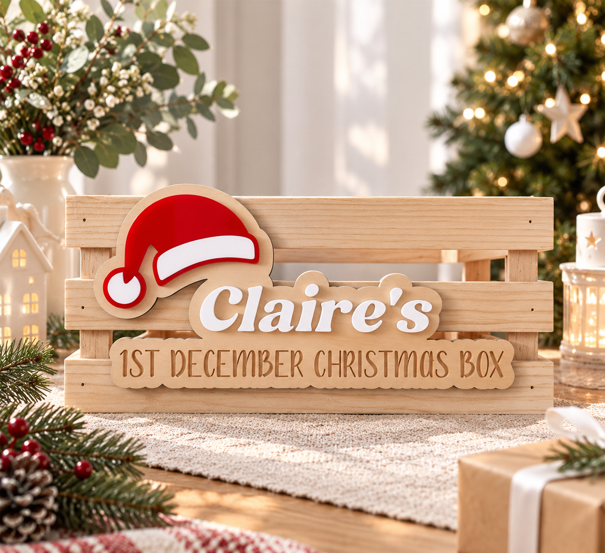 Christmas Crate Plaque Personalised - Christmas Eve or 1st December box
