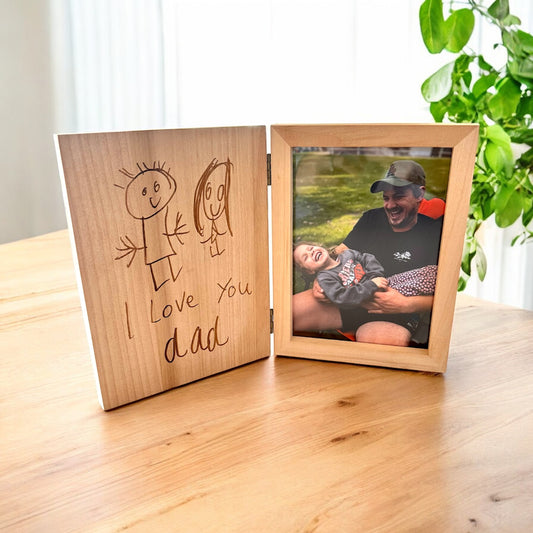 Customised photo frame with child's drawing