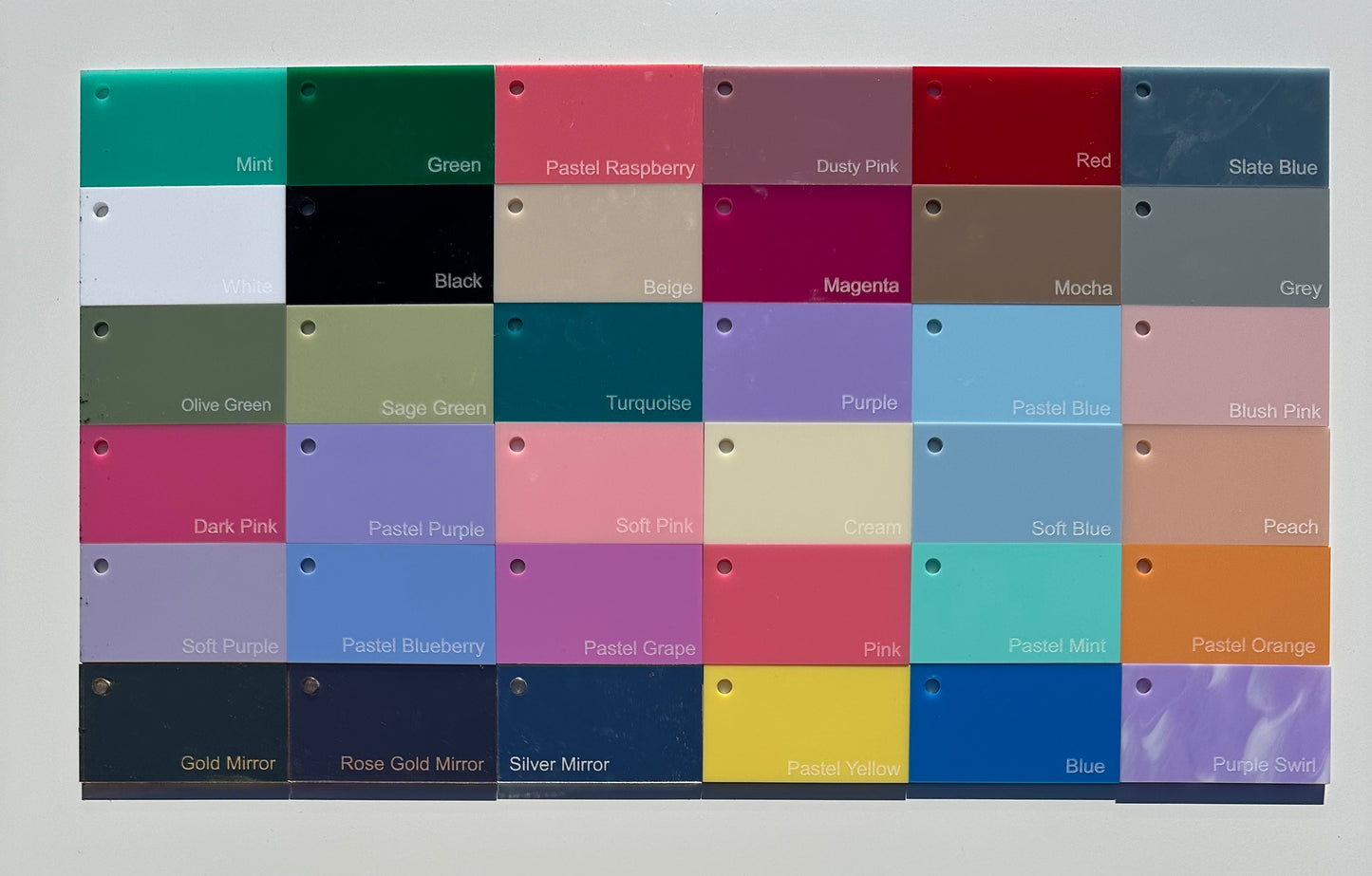 Colours for personalised medal holder