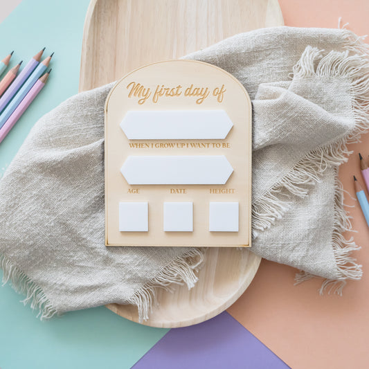 My First Day of... Engraved Milestone Board