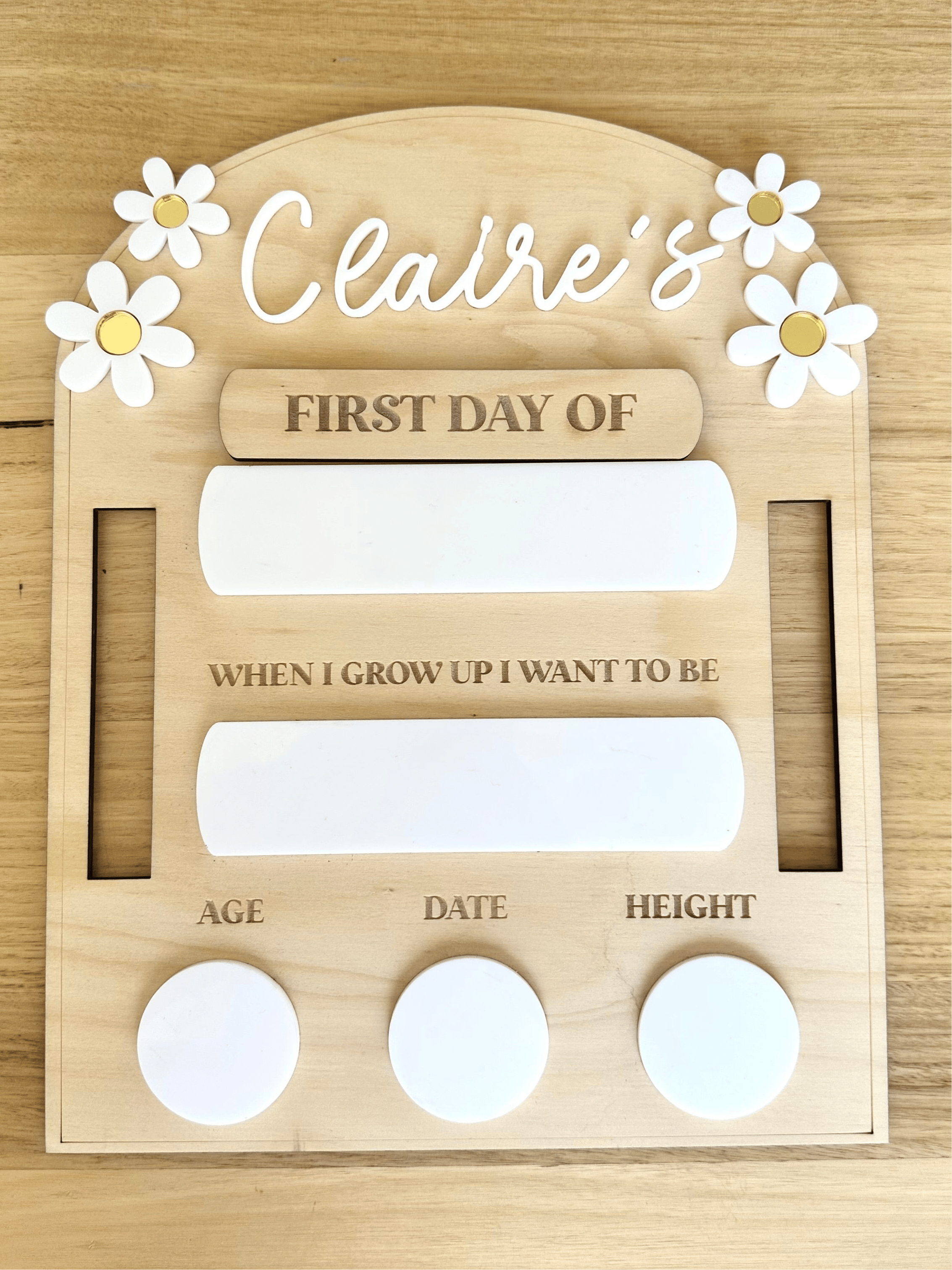 Daisy First & Last Day Milestone Board – Floral School Keepsake