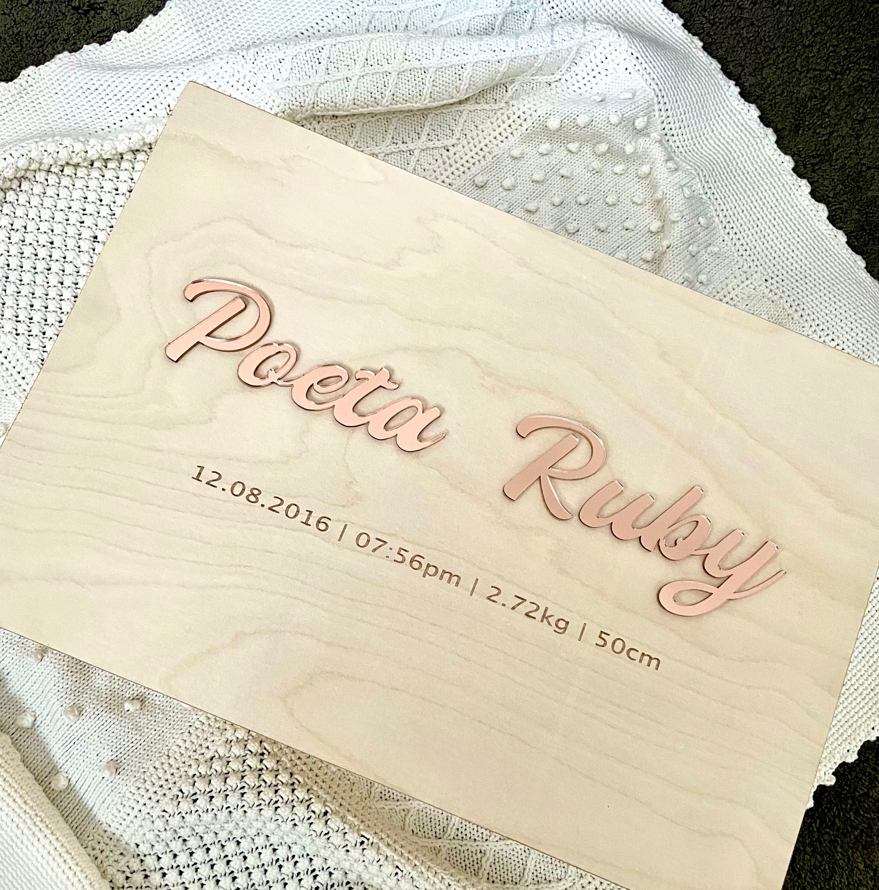 Keepsake Memory Box - Acrylic Name (Large) Hinge Lid
