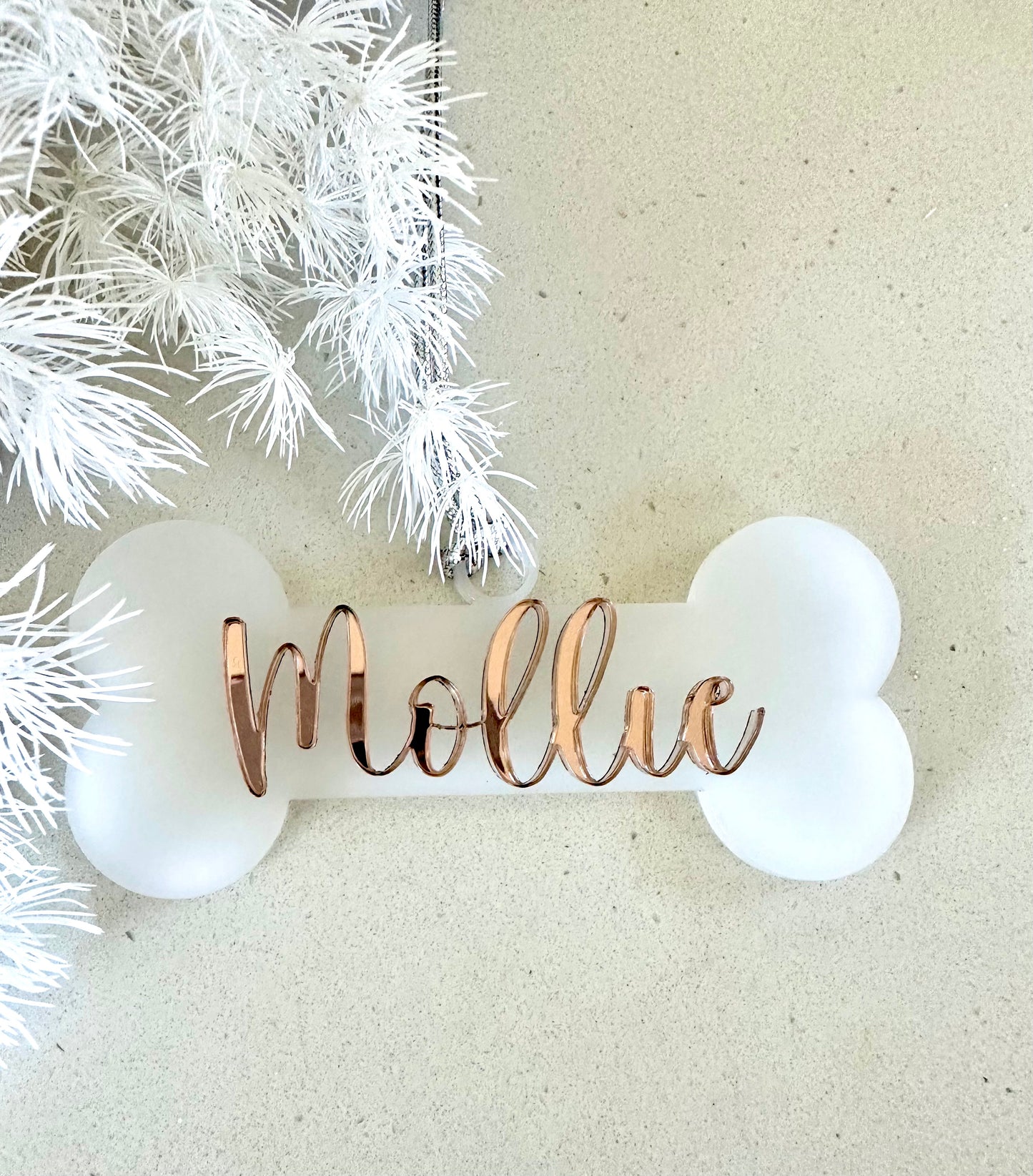 Frosted Bone with Script Mirror Writing