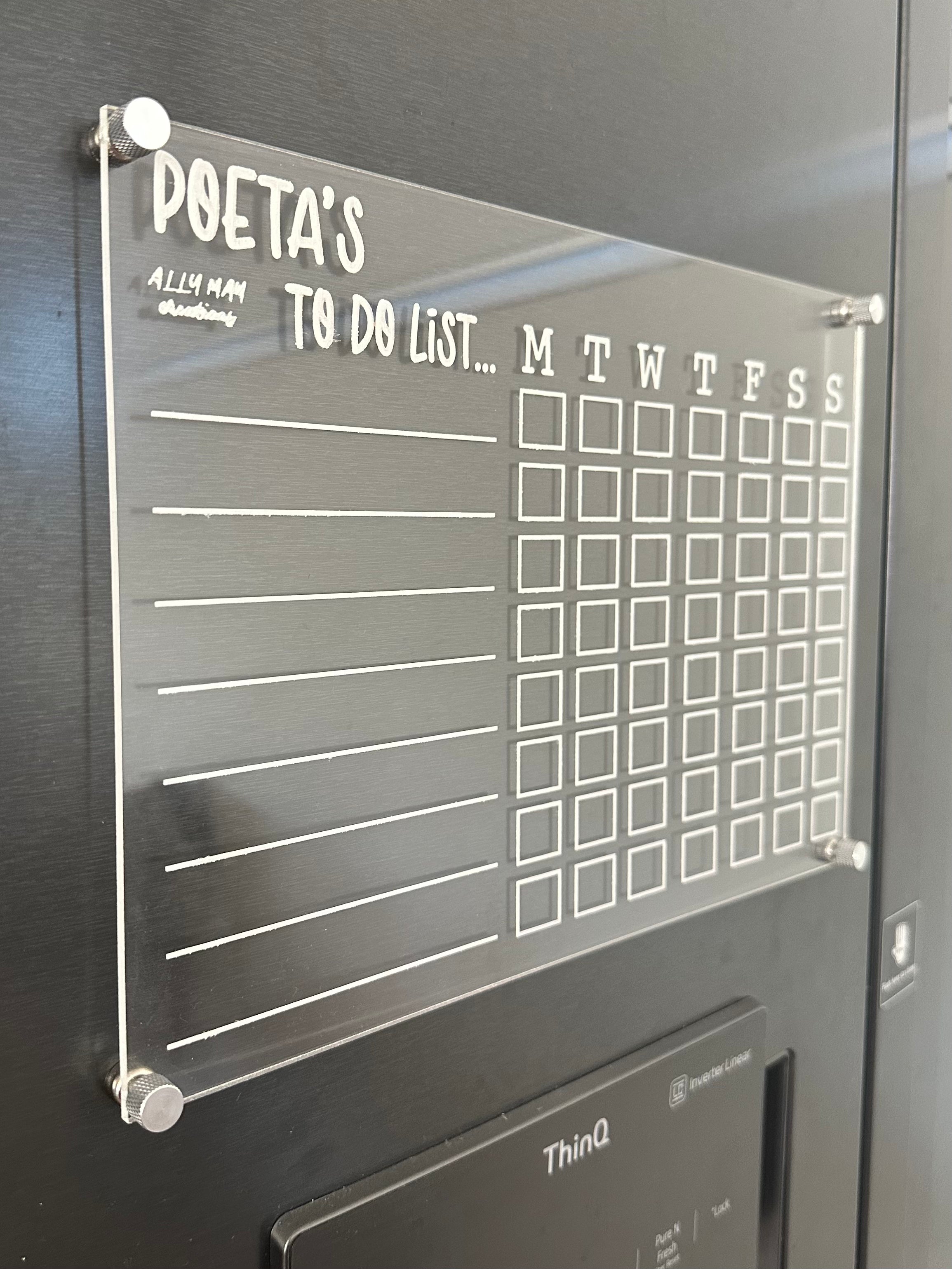 Personalised reusable school to do list