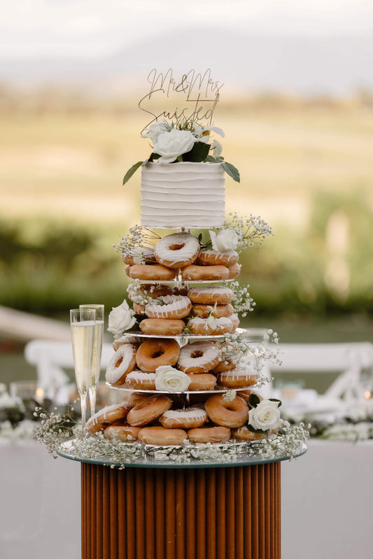 Luxe wedding cake topper mirror gold