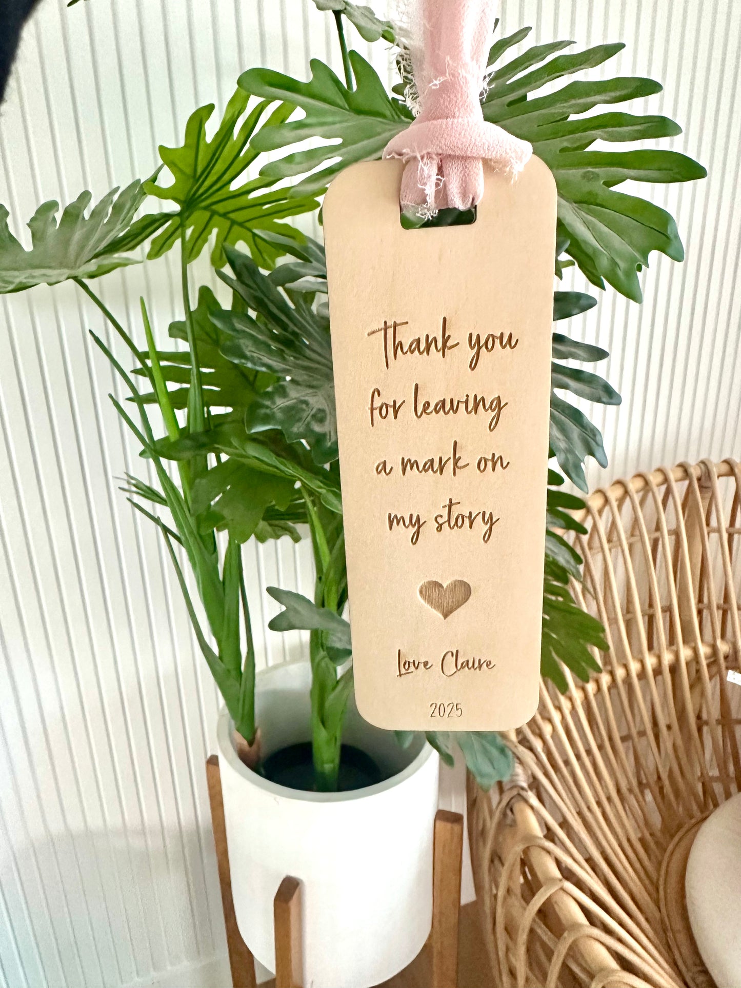 Teacher gift bookmark timber