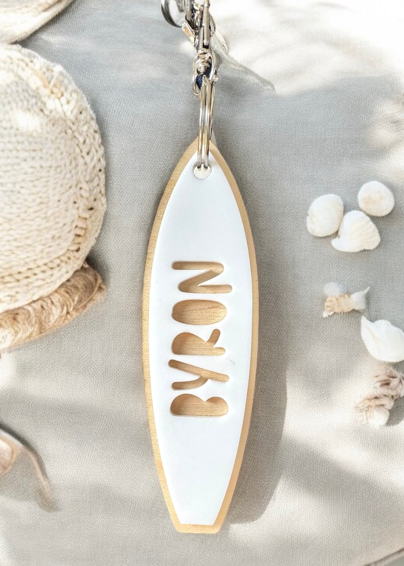 Personalised surfboard bag tag with name