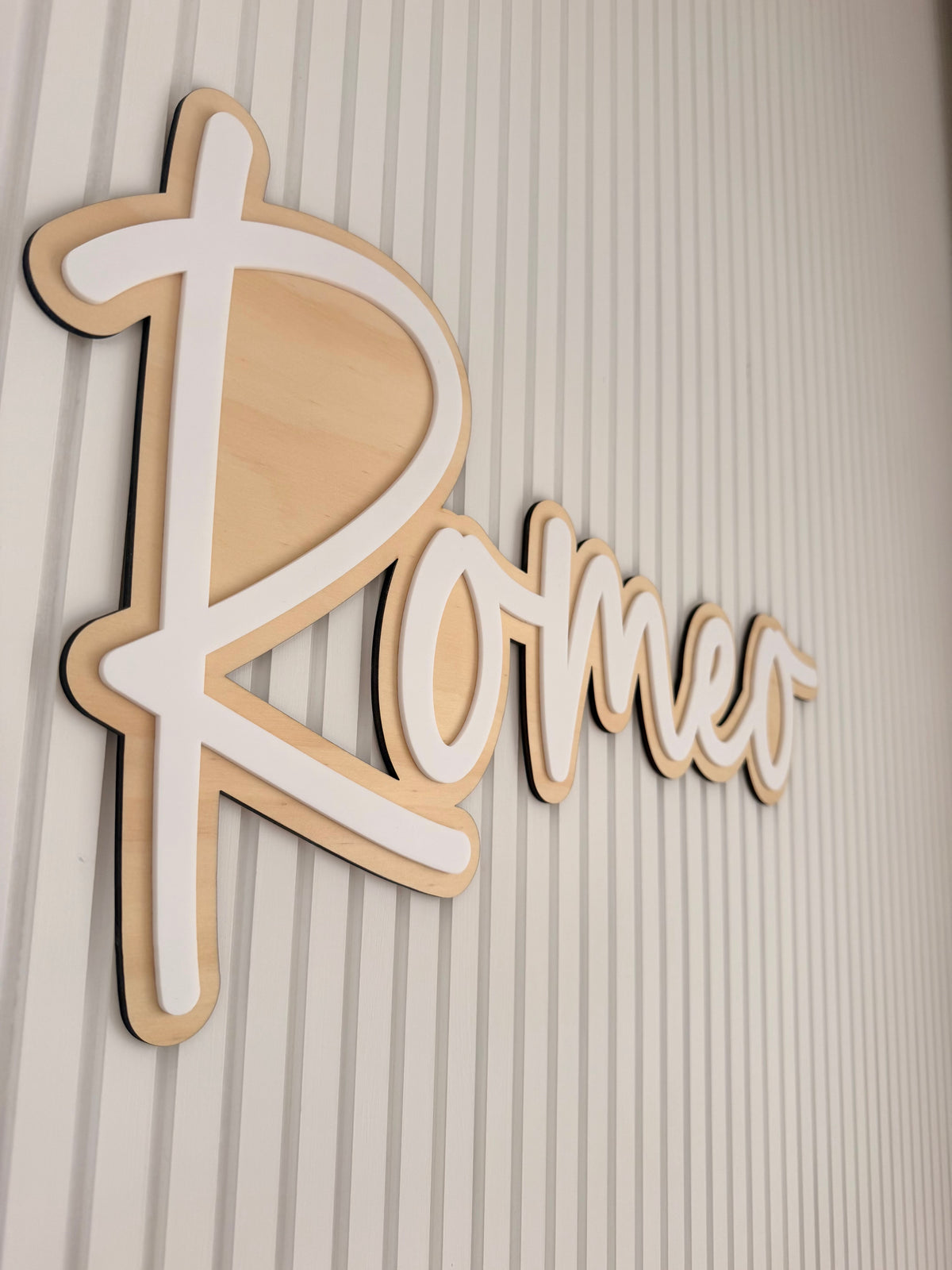 Timber and White Personalised Name Sign