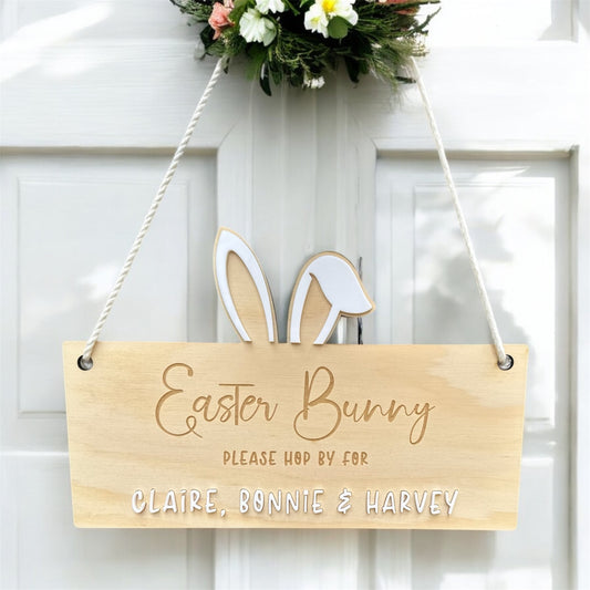 Personalised Easter Bunny "Please Hop By For..." Sign