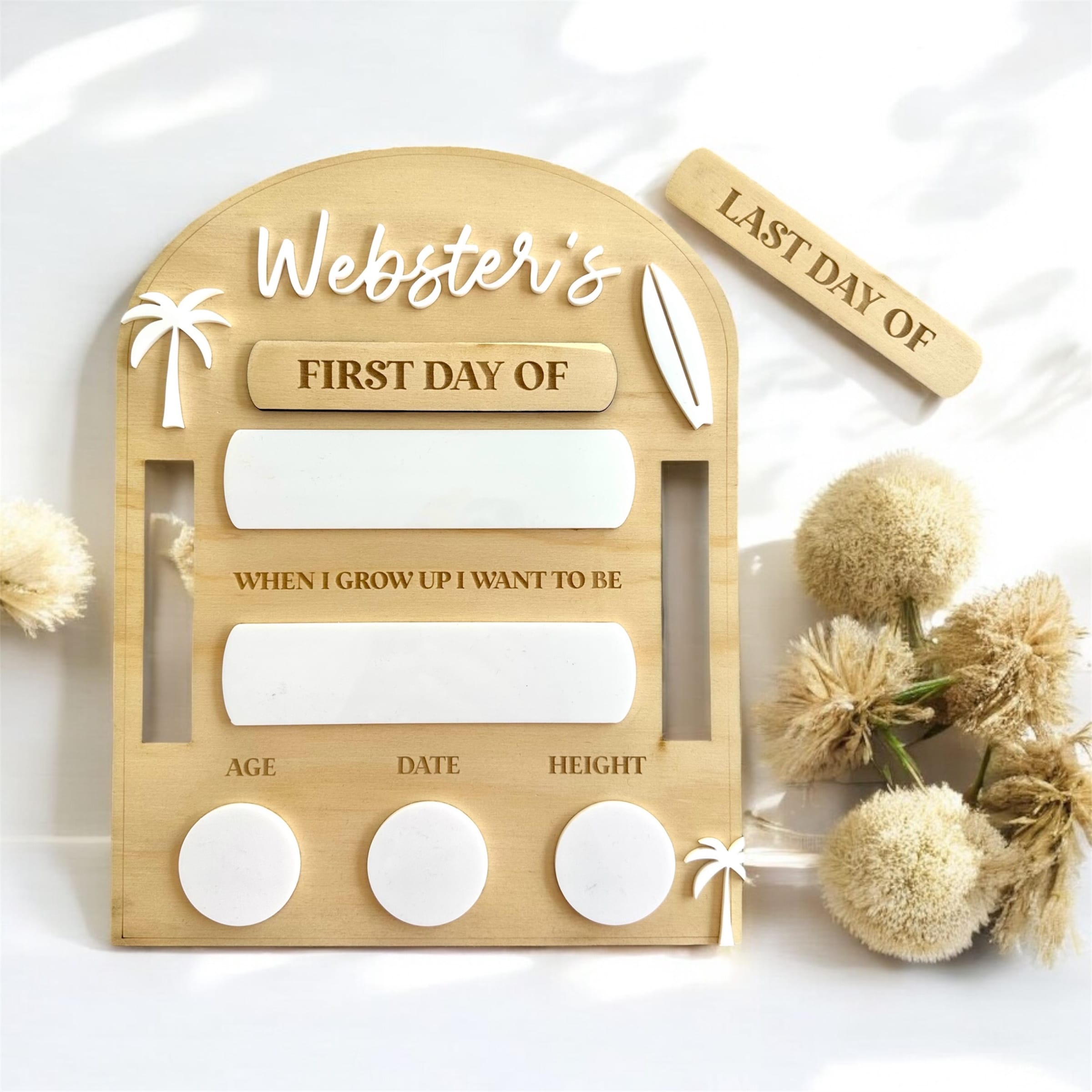 Coastal school milestone board personalised