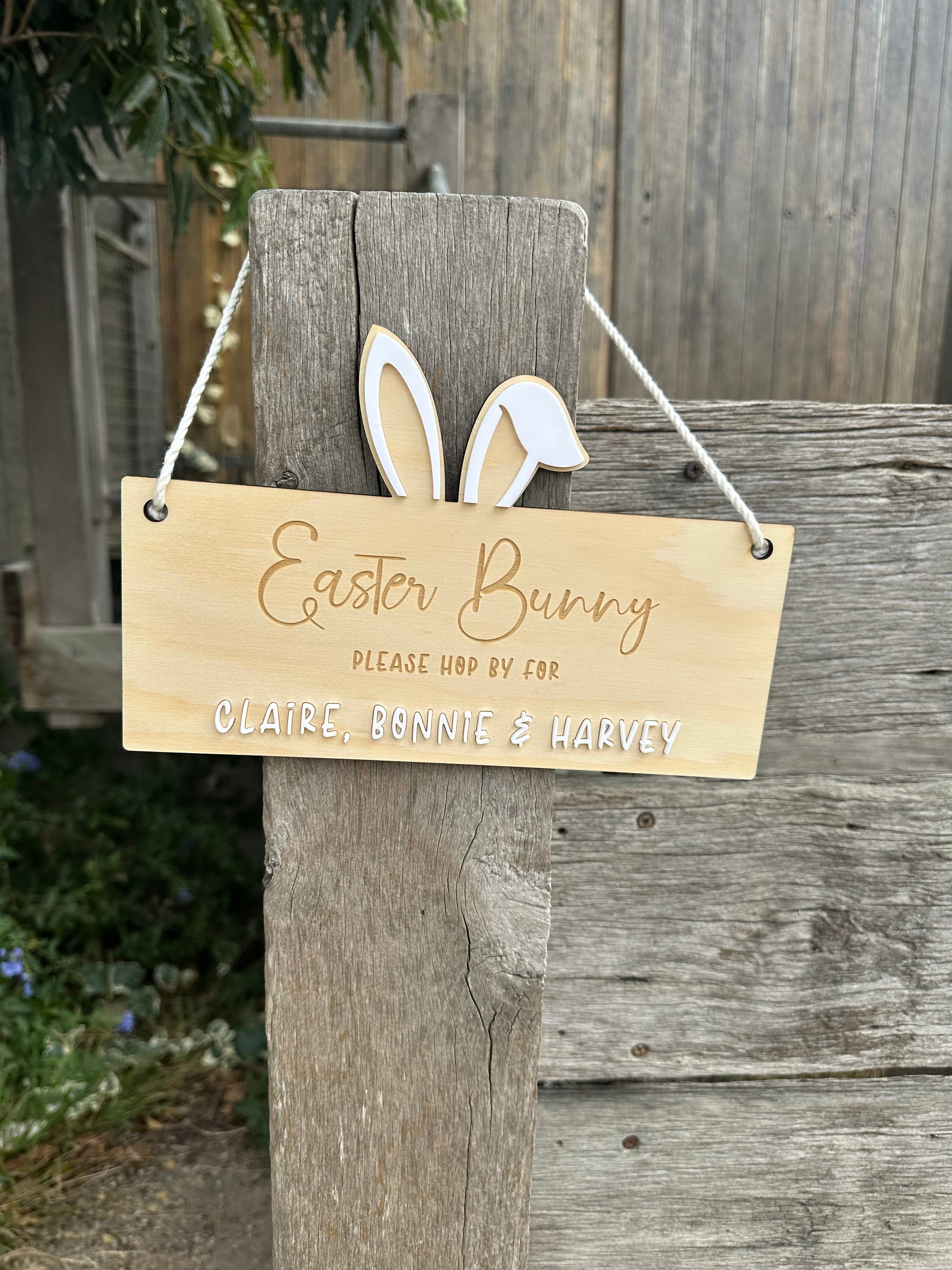 Personalised Easter Bunny "Please Hop By For..." Sign