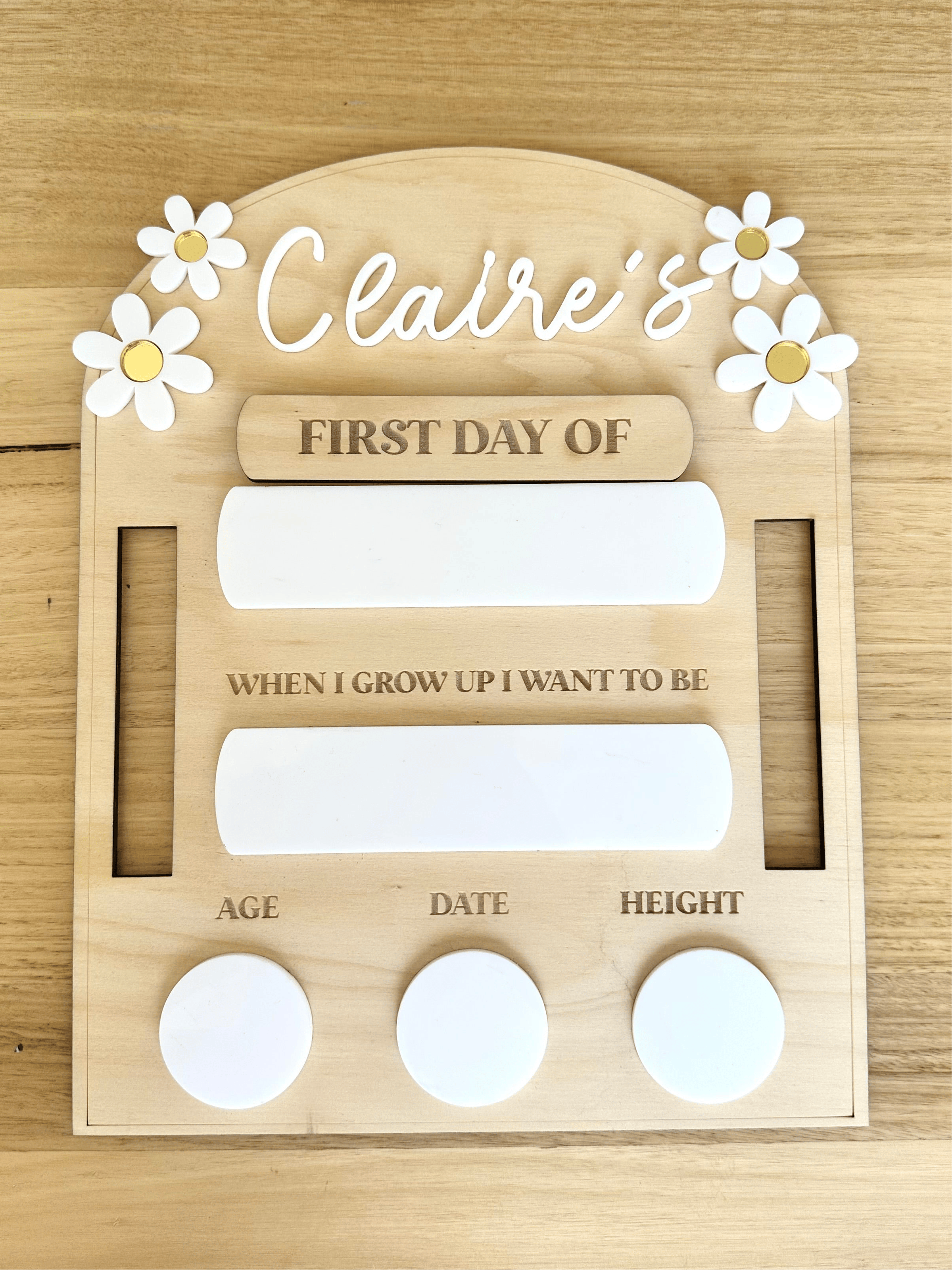Daisy First & Last Day Milestone Board – Floral School Keepsake