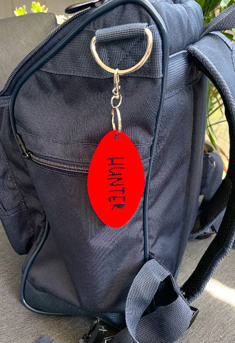 Football acrylic bag tag personalised