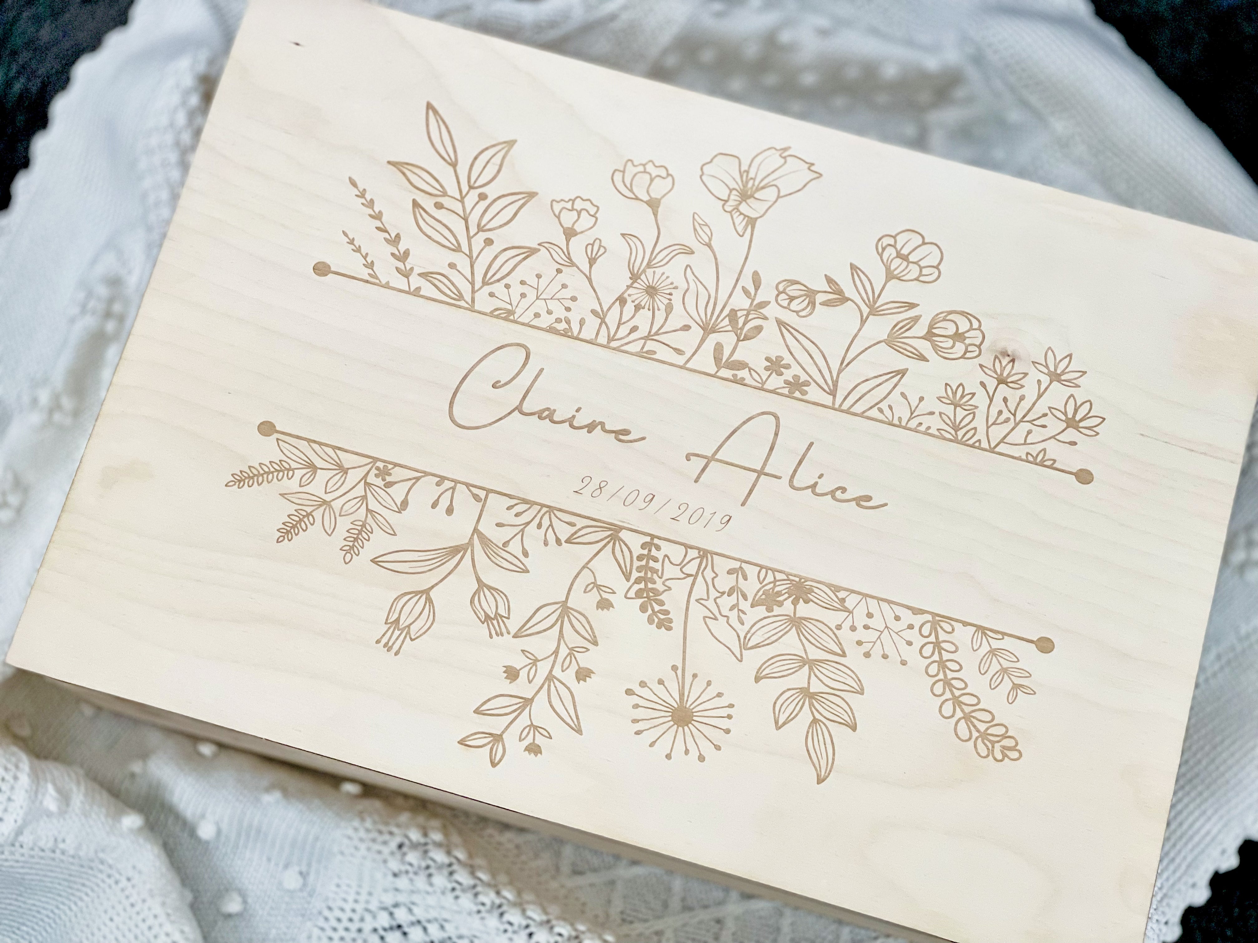 Keepsake Memory Box - Wildflower (Large) Hinge Lid