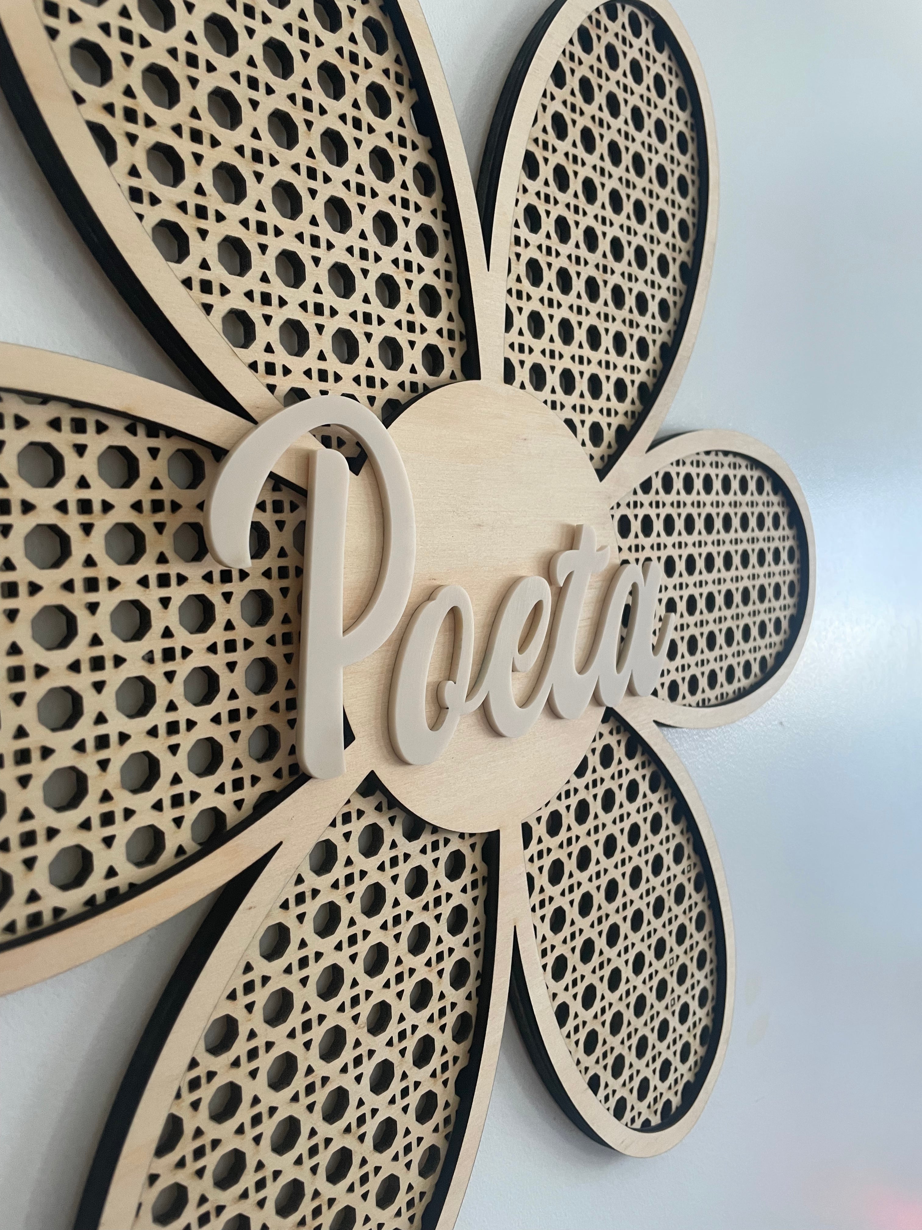 Rattan Daisy Personalised wall art