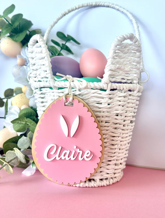 Personalised Scalloped Easter Tag | Custom Easter Basket Name Tag