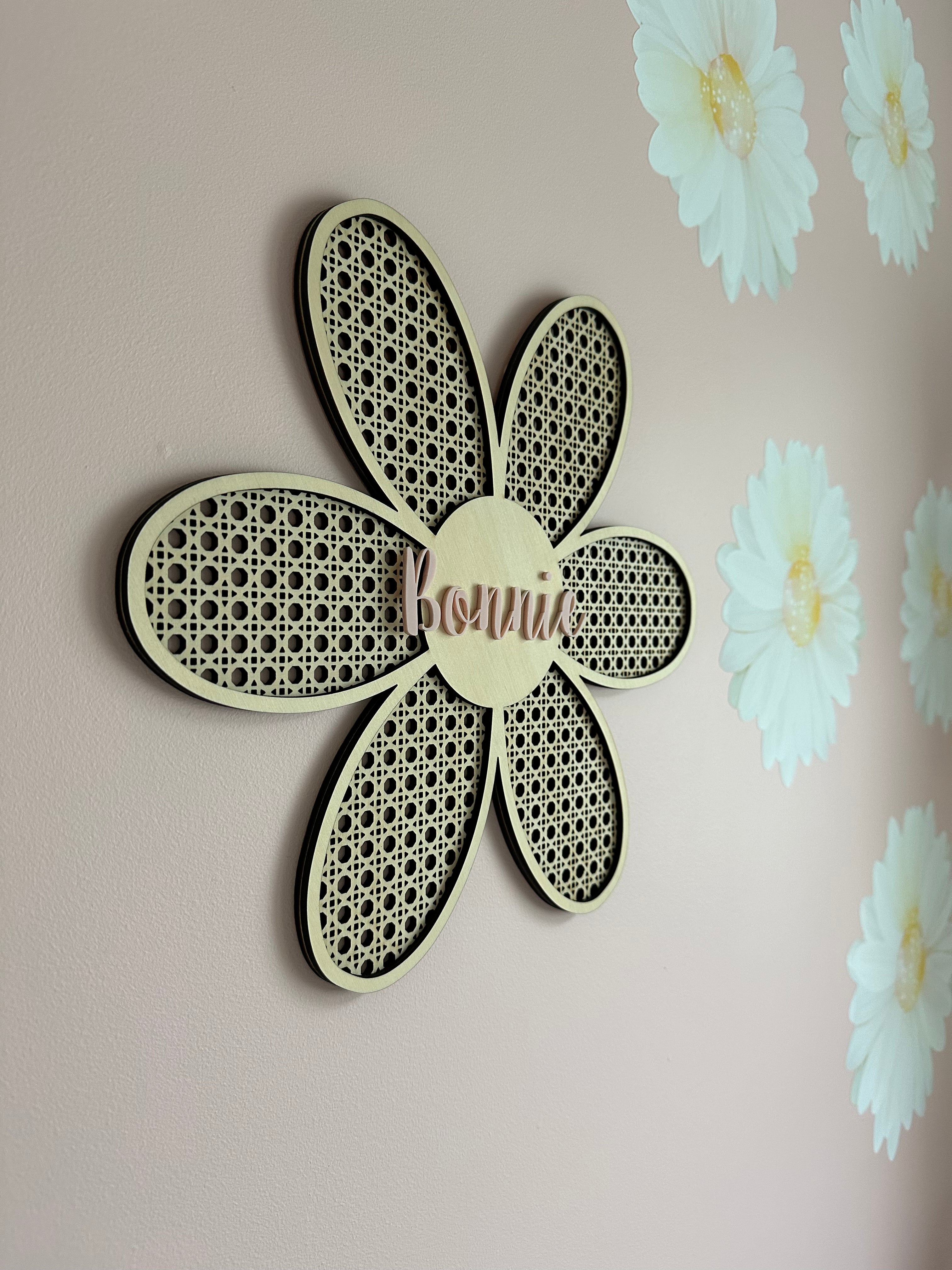 Rattan Daisy Personalised wall art