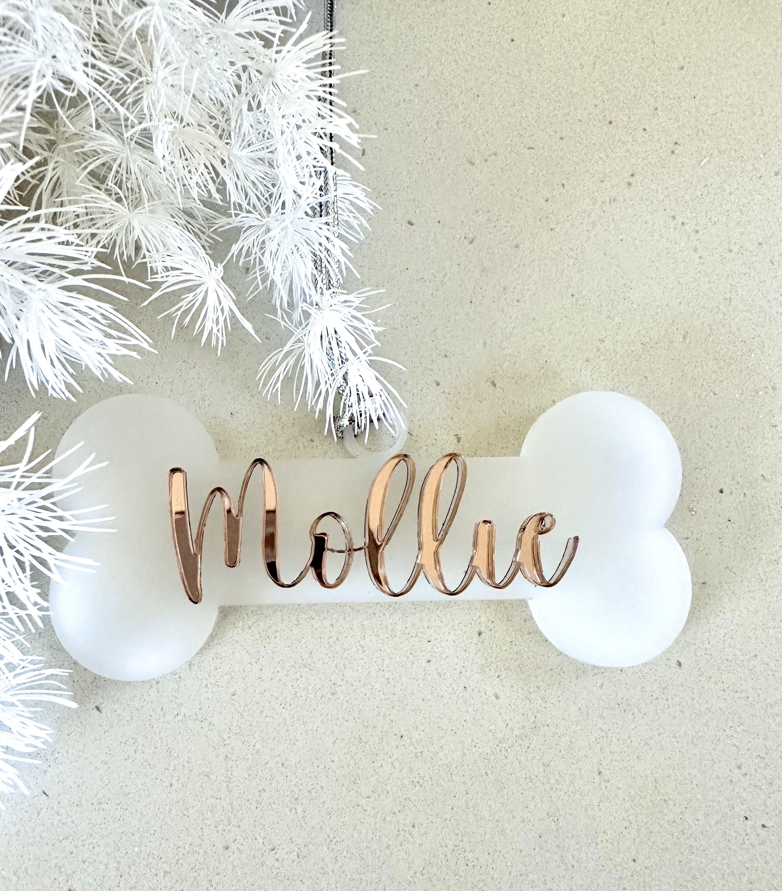 Frosted Bone with Script Mirror Writing