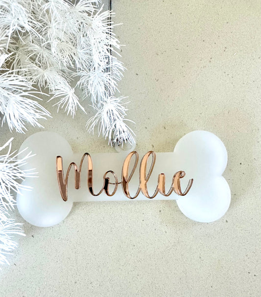 Frosted Bone with Script Mirror Writing
