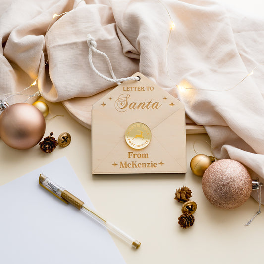 Wooden Letter to Santa Ornament