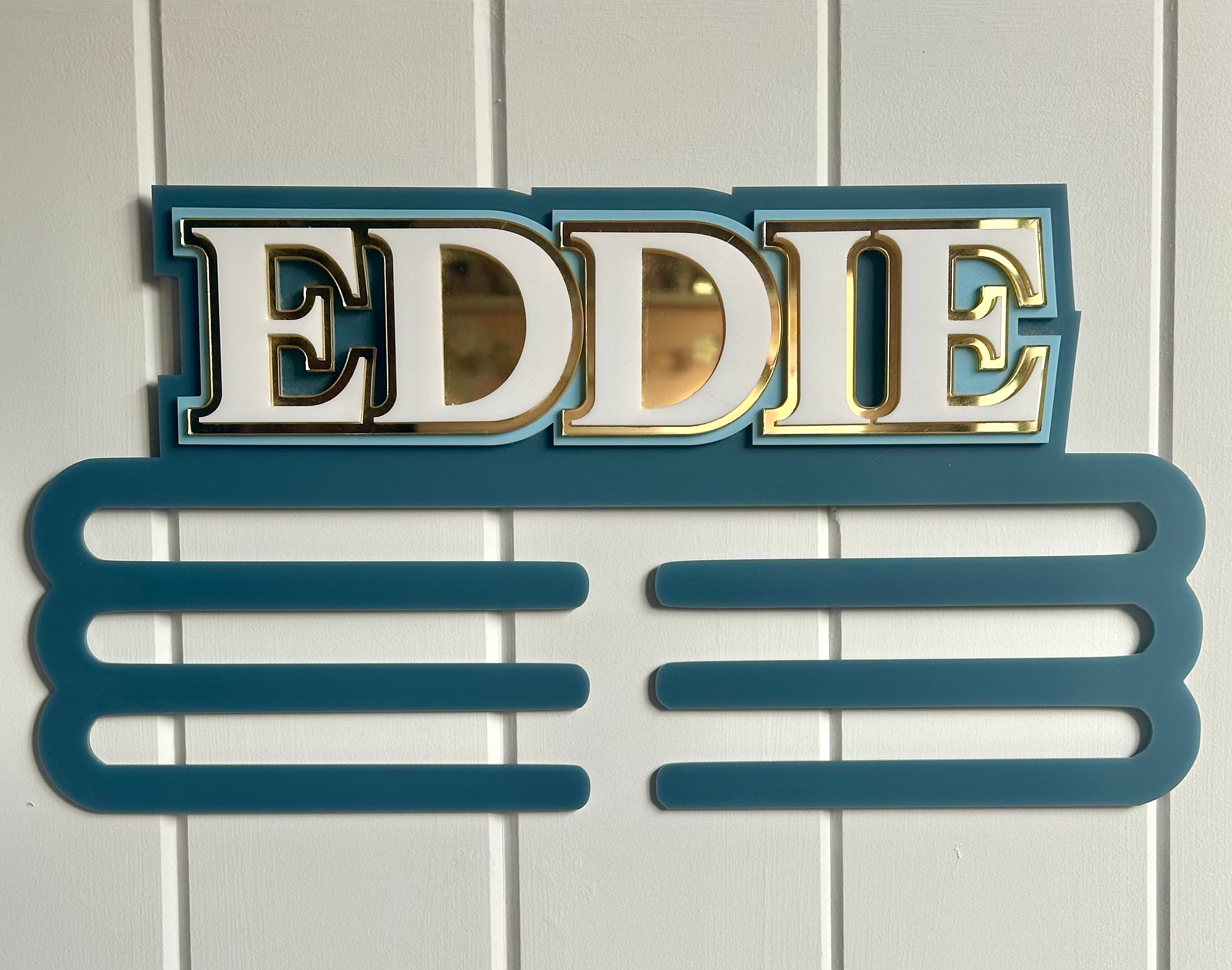 Personalised kids medal holder wall display