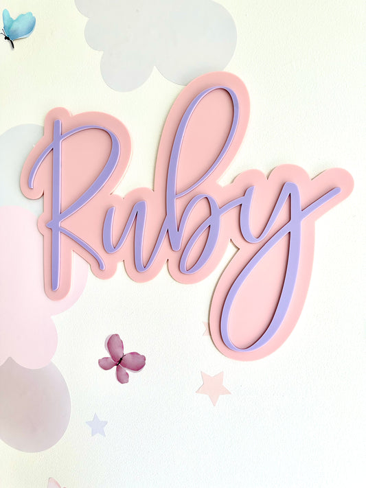 Pink and purple girls room personalised sign