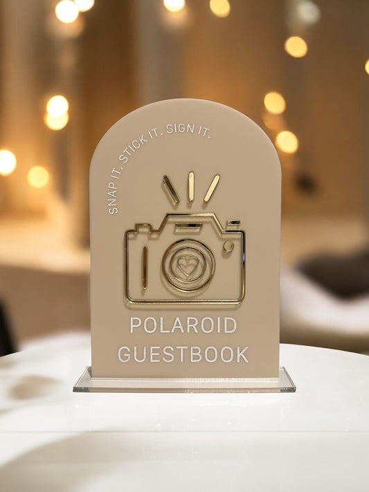 Polaroid Guest book instructions sign Wedding